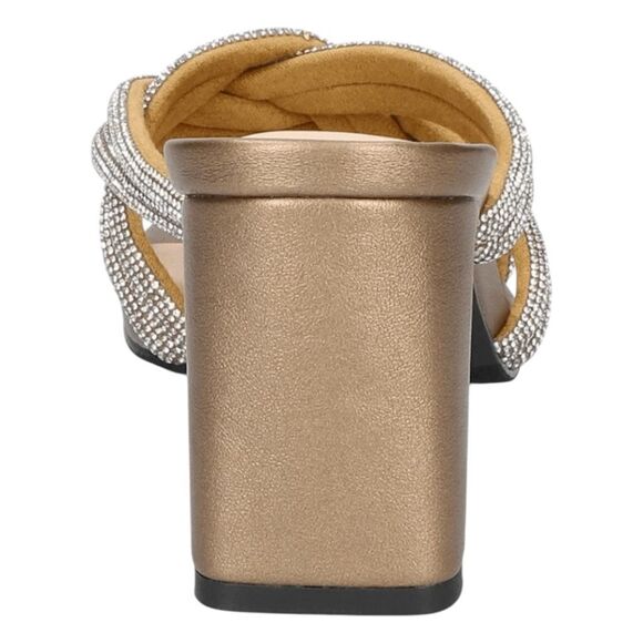 Bella Vita Carmen Heeled Slip-On Sandals Metallic Bronze Suede Block Heel 9 Wide - Picture 7 of 14